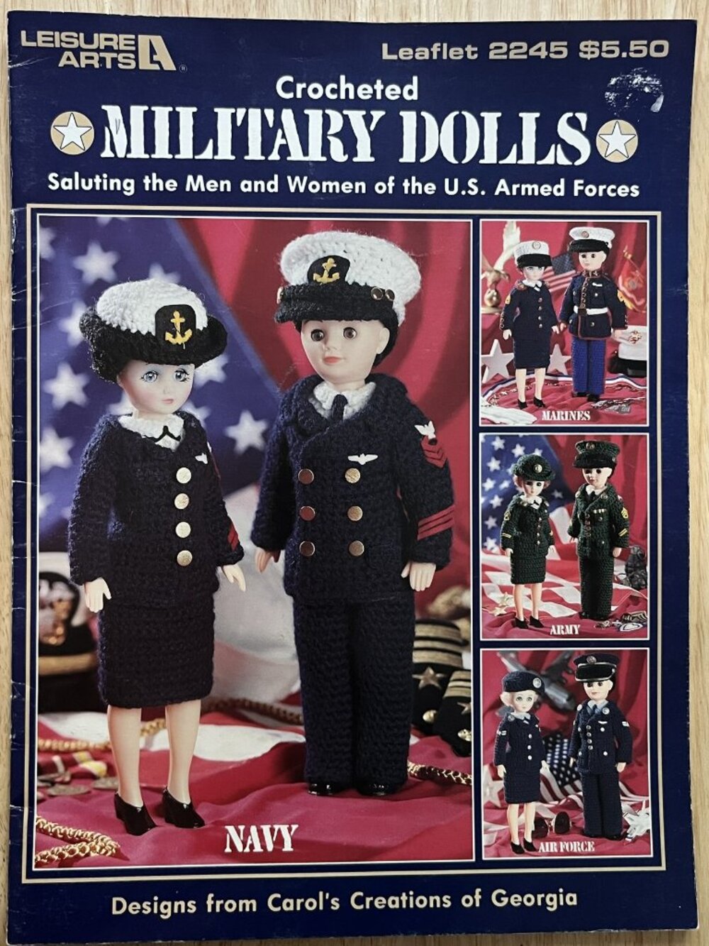 Leisure Arts Crocheted Military Dolls Clothes Pattern Booklet US Armed Forces